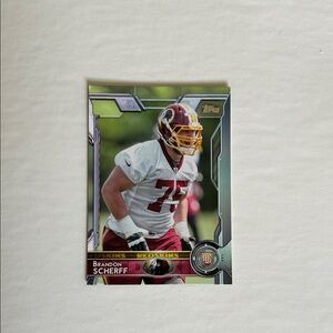 Brandon Scherff Rookie Card Topps Card with Red and White Football Uniform